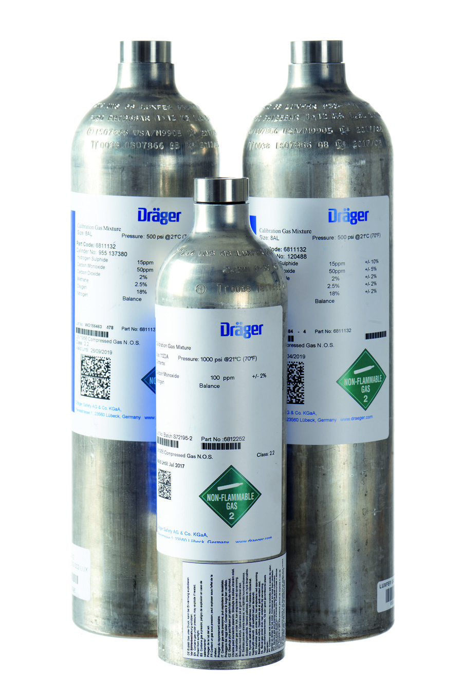 Test gas 60L H2S/CO2/CH4/O2 /N2