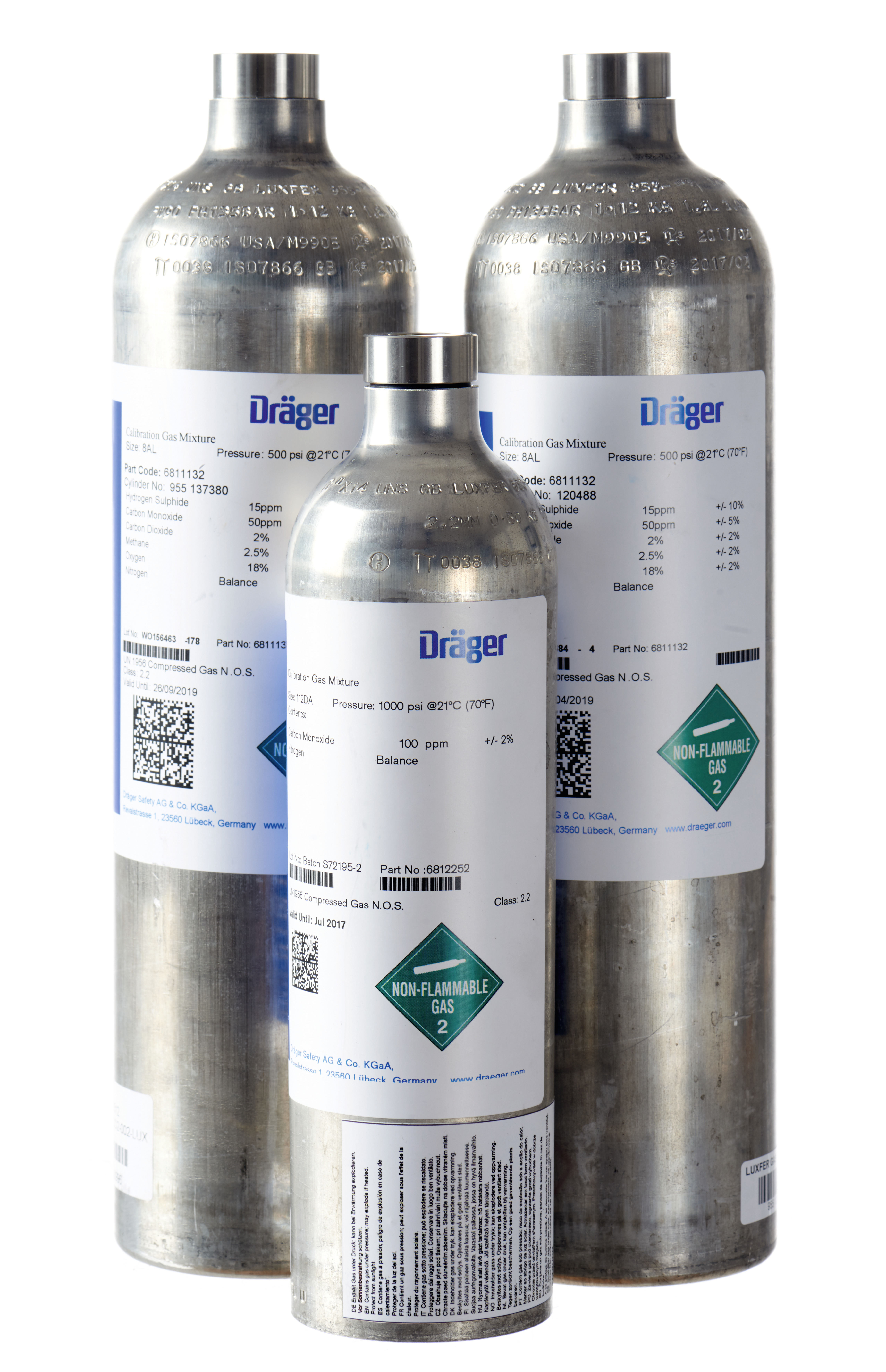 test gas 58L, 250ppm CO/air